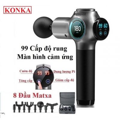 Súng Massage KonKa Cao Cấp Gồm 8 Đầu Mát Xa Trị Liệu Giảm Đau Cơ Hiệu Quả