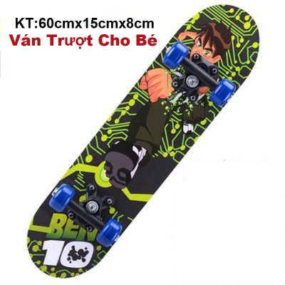 Ván trượt trẻ em gỗ phong ép 7 lớp dài 60cm ván trượt thể thao hình siêu nhân – công chúa cho bé trai và bé gái